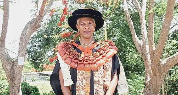 Doctorate of Education graduate Atelini Vesikula Bai after the University of Fiji graduation at the Saweni campus in Lautoka on December 15, 2023. Photo: Salote Qalubau