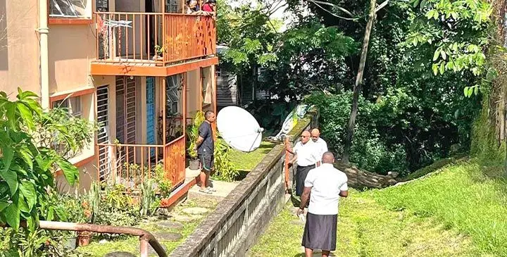 Prime Minister Sitiveni Rabuka visit residents of Robertson Road in Suva on June 14, following a viral video showing young children allegedly injecting themselves with illicit drugs. Photo: Office of the Prime Minister