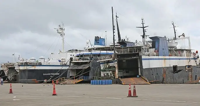 Goundar Shipping vessels at the Suva wharf.
