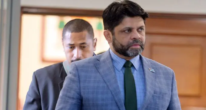 Attorney General Aiyaz Sayed-Khaiyum outside Parliament on May 28, 2020. Photo: Ronald Kumar
