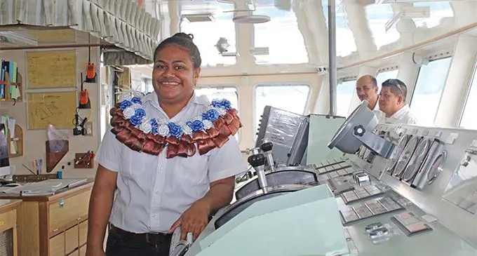 Sainimere Qutonilaba at the bridge room inside the Lomaiviti VII at Port Mua-i-levu on May 14, 2019. Photo: Wati Talebula. 