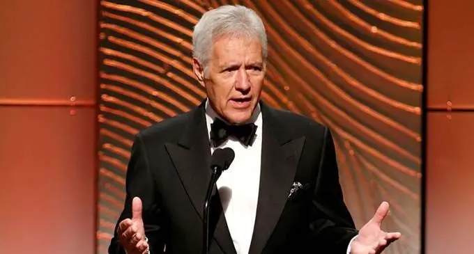 FILE PHOTO: Jeopardy television game show host Alex Trebek speaks on stage during the 40th annual Daytime Emmy Awards in Beverly Hills, California June 16, 2013. REUTERS/Danny Moloshok/File Photo