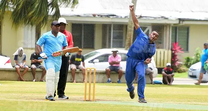 Ono-i-Lau’s Tomasi Soko bowls during the Cricket Fiji Association Cup final at Albert Park, Suva, on October 31, 2020. Photo: Ronald Kumar