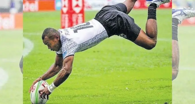 Try time... Fiji Airways Fijian 7s winger Alasio Naduva scores the try against Japan that is now the talk of the rugby world. Fiji won 34-5 at the Spotless Stadium on February 2, 2019. Photo: World Rugby