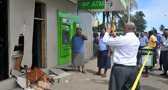 The Bank South Pacific Samabula Branch after the robbery on September 19, 2012.  