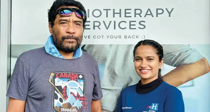Pacific Specialist Healthcare Hospitals head of physiotherapy Sonia Kajal with Tautu Paul after a successful recovery. Photos: Supplied