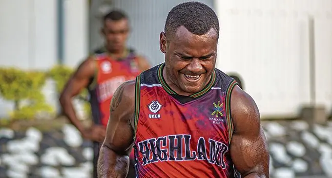 Naitasiri first five eight Kini Douglas training at the Stanley Brown Naval Base in Suva on April 12,2021. Photo: Leon Lord