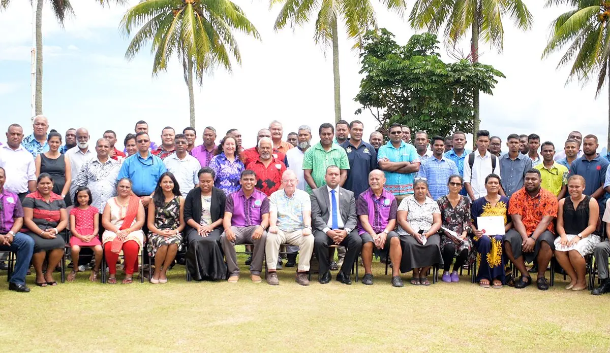 Members of Fiji Institute of Surveyors Council with  Minister for Lands Ashneel Sudhakar during Global Surveyors Day on March 21, 2019. Photo: Ronald Kumar.