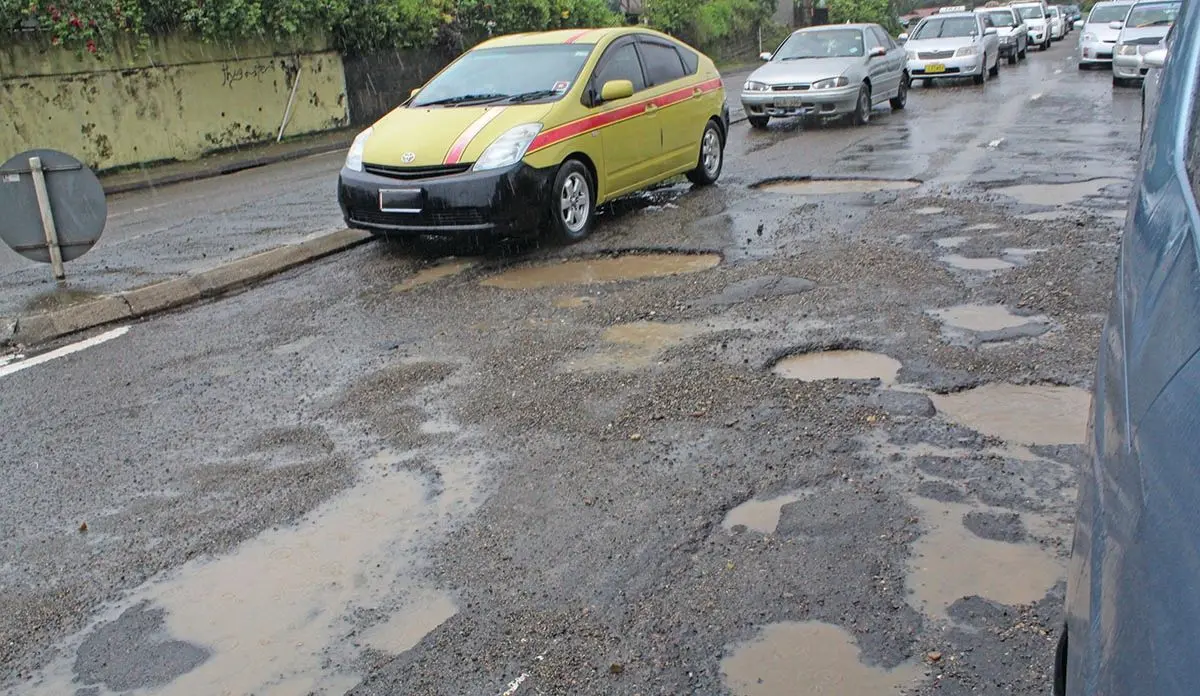 Every driver's nightmare, potholes at Nabua road in Suva on April 27, 2019. Photo: Ronald Kumar.