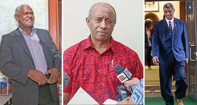 From Left; Social Democratic Liberal Party (SODELPA) general secretary Lenaitasi Duru, (Middle) Ro Filipe Tuisawau and SODELPA Acting Deputy Leader, Aseri Radrodro. Photo: Leon Lord