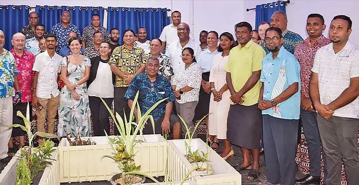 Participants gathered with Deputy Prime Minister and Minister for Trade, Co-operatives and Small and Medium Enterprises and Communications, Manoa Kamikamica during the Investment Fiji forum at Northwinds Hotel in Labasa on May 2, 2023. Photo: Ministry of Trade, Co-operatives and Small and Medium Enterprises