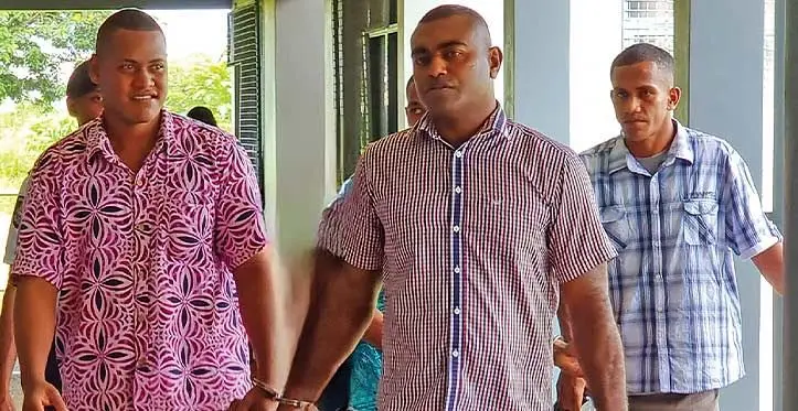 Delailabasa aggravated robbery and alleged murder accused, Apisolome Turuva, 37, Taniela Racule, 23, back row, (hidden) Sakiusa Niumataiwalu, 28 and Jone Sela, 28 (check shirt) right back) were further remanded by the High Court in Labasa on February 10, 2023.