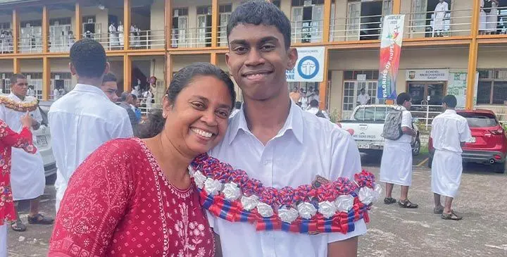 Jaden Francis with his mother Anjeeta on July 21, 2025. Photo: Rariqi Turner