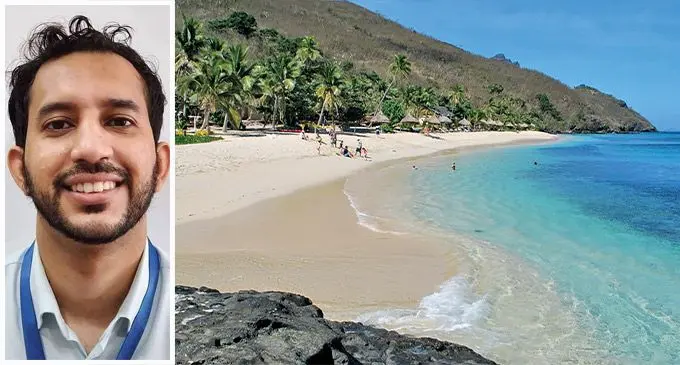 Beach in the Yasawa Islands. Left: Shivneel Singh