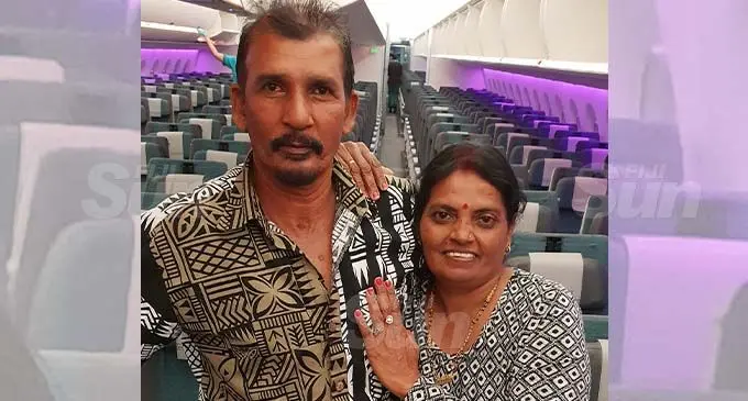Satendra Satish Prasad and his wife, Sashi Prasad on the Fiji Airways Airbus A350-900 XWB on January 2, 2021. Photo: Nicolette Chambers