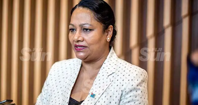 Minister for Education, Heritage and Arts and Local Government Premila Kumar during a press conference on October 7, 2021. Photo: Leon Lord