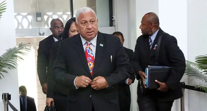 Prime Minister Voreqe Bainimarama in Parliament on November 18, 2019. Photo: Kelera Sovasiga