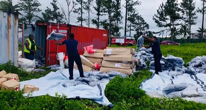 Relief assistance from the Red Cross Society to villages in Kadavu as they were the most impacted after the destruction of TC Harold. Photo: Fiji Red Cross Society Facebook page