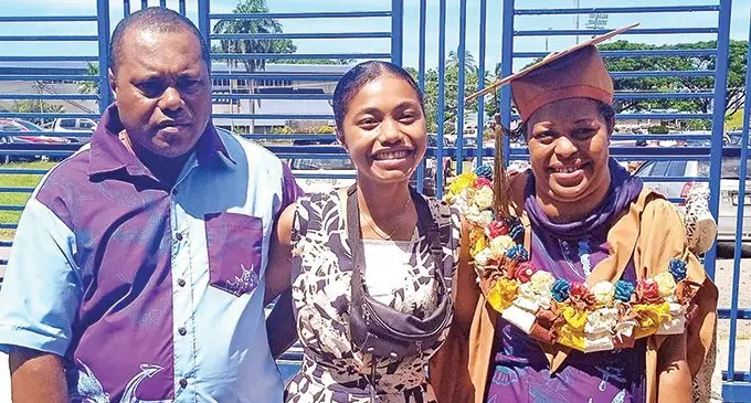Leti Maca Maria with her daughter, Alisi Caba and husband, Anasa Tui in Suva on March 23, 2023.