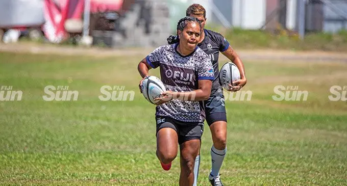 Younis Bese trains with the Fijiana XVs squad. Photo: Leon Lord.