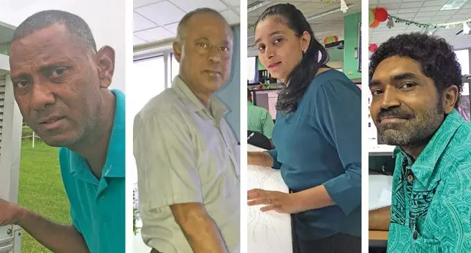 From left: Technical officer Ratu Josaia Malaude, Senior Technical officer Narend Kumar,  Scientific officer Priya Singh and Senior scientific officer and Forecaster Steve Meke. Photo: Waisea Nasokia  