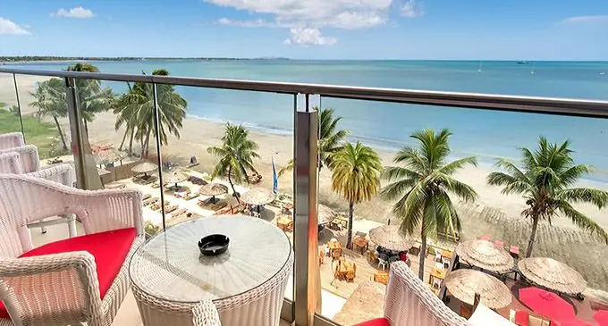 A balcony view overlooking part of Wailoaloa beach, Nadi.