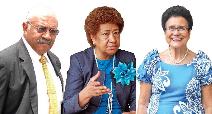 L-R: Opposition Leader Sitiveni Rabuka,  Former Oppostion Leader Ro Teimumu Kepa and Former Oppostion Member of Parliament Mere Samisoni