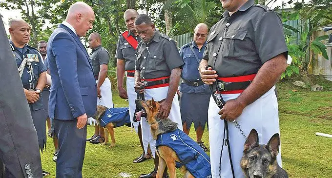 New Zealand Prime Minister Christopher Luxon visited the Fiji Police Dog Unit Facility in Nasova, Nasese on June 6, 2024. Photo: DEPTFO News