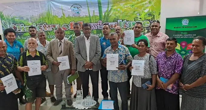 Minister for Agriculture Mahendra Reddy with stakeholders at the launch in Legalega, Nadi on August 4, 2022. Photo: Waisea Nasokia