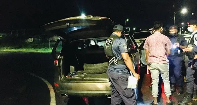 Police search on Monday evening.