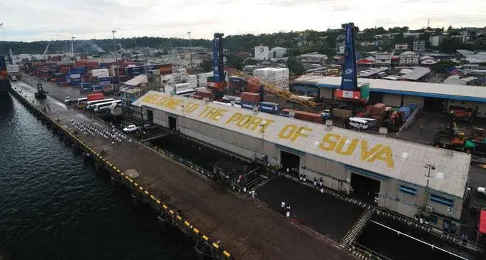 An aerial view of part of the Port of Suva.