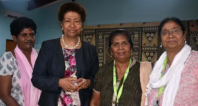 From left: Isabel Samaj, Roko Tui Dreketi Ro Teimumu Kepa, Jennifer Khan- Janif and Lucyann Paul during the  International Conference at the University of Fiji in Lautoka on July 17, 2019.  Photo: Waisea Nasokia