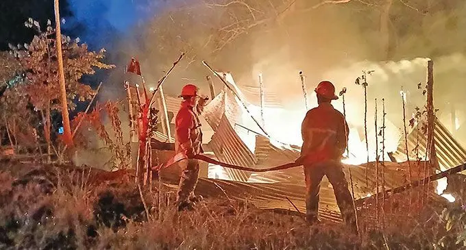 National Fire Authority officers at the scene of the fire at Tavakubu, Lautoka, on July 2, 2024. Photo: National Fire Authority