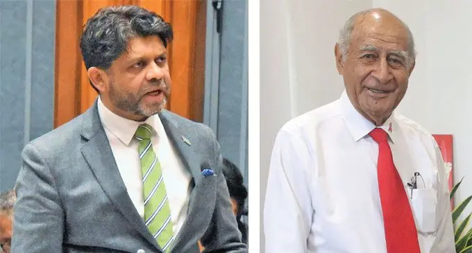 Attorney-General Aiyaz Sayed-Khaiyum and Speaker of Parliament Ratu Epeli Nailatikau (right).