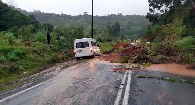 Road open to one lane at Korovisilou, Serua, last night. PHOTO: FRA