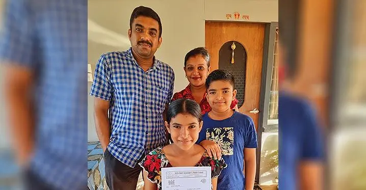 Tanvi Tansha Singh (front) with her parents, Roniel Singh (father), Swastika Singh (mother) and brother Tanshay Singh at their home in Wailevu, Labasa on February 7, 2023. Photo: Sampras Anand