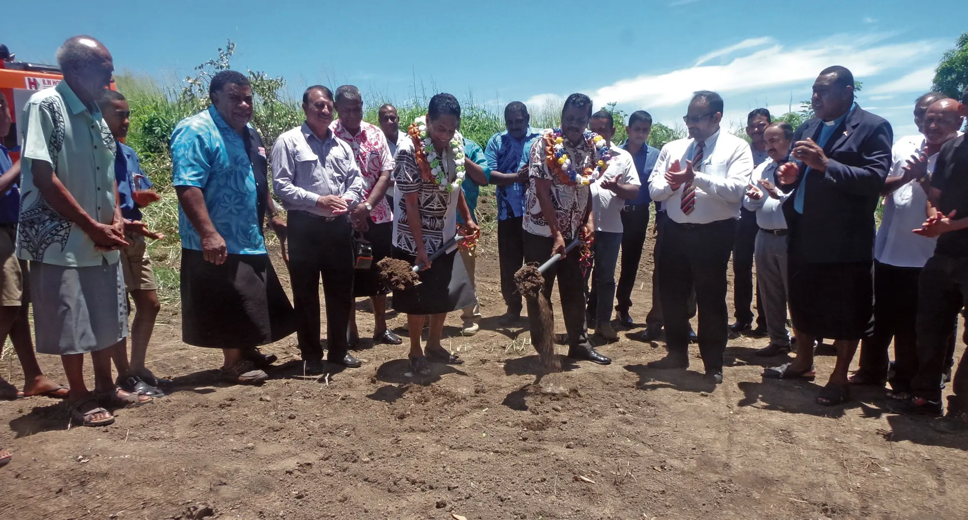 Minister For Local Government , Housing , Environment, Infrastructure and Transport Parveen Kumar Bala and Tui  Tavua Nacanieli Uqeuqe during the ground breaking ceremony at Koronisalusalu in Tavua on February 22, 2018. Photo: Karalaini Tavi  