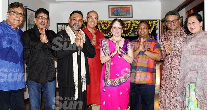 Guests with the British High Commissioner to Fiji Melanie Hopkins (wearing pink) at her residence on October 19, 2019. Photo: Kelera Sovasiga