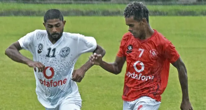 Action from the first round of the Vodafone Premier League match between Rewa and Suva on January 14, 2018.  Photo: Fiji FA Media