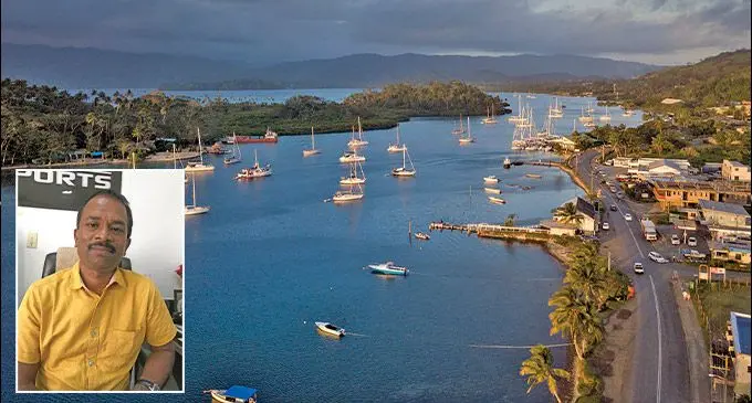  Aerial view of Savusavu. Inset: Awadai Veeriah Gnanarajah..