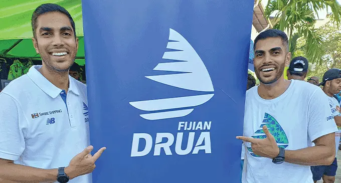 Twins (from left) Khalid and Tarqi Khan at Churchill Park in Lautoka on April 29, 2023 to cheer the Swire Shipping Fijian Drua in their Shop N Save Super Rugby Pacific clash against the Blues. Photo: Charles Chambers