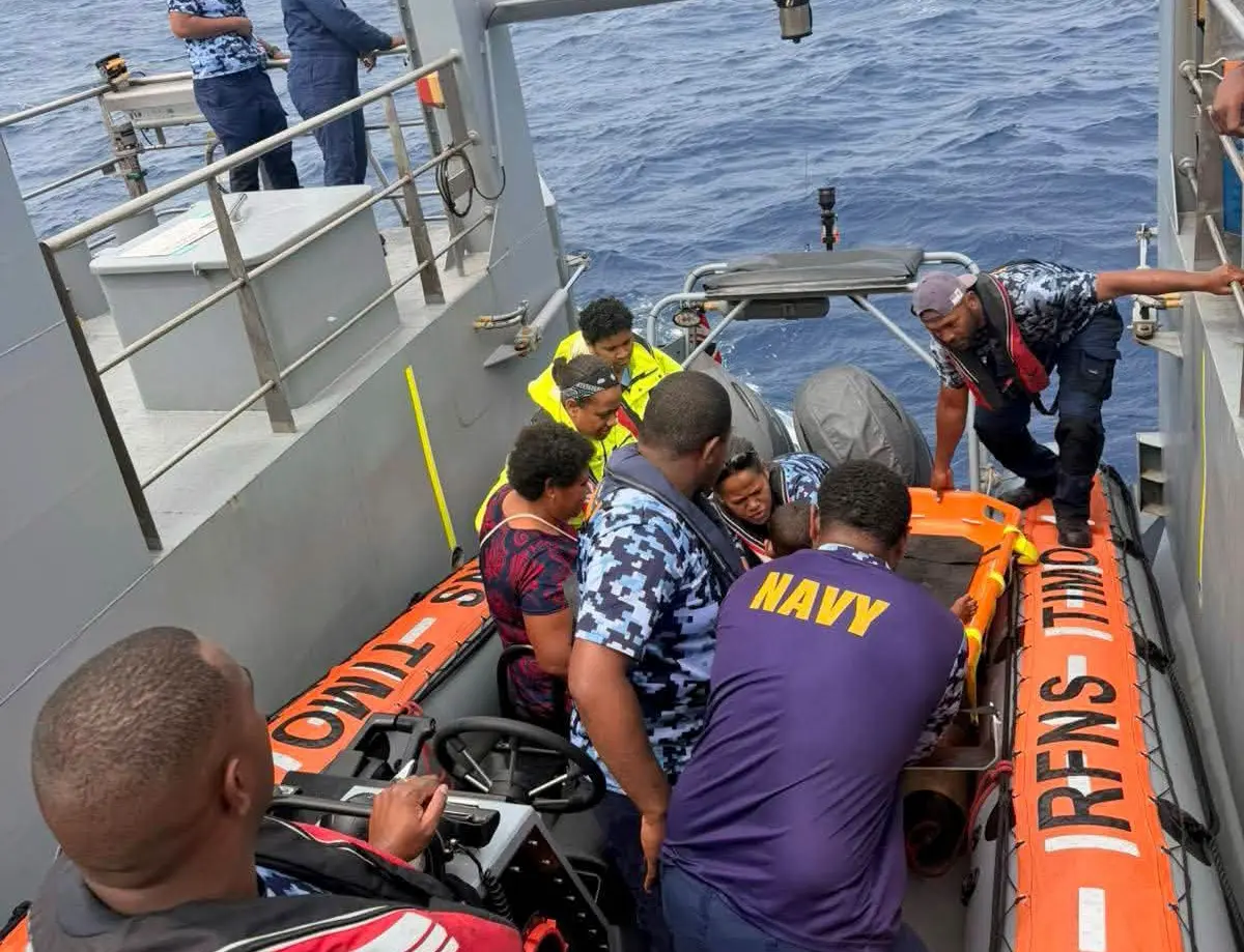 RFNS Timo, which had been deployed on a national government assignment for the past three weeks, was retasked following an urgent request from the Ministry of Health and Medical Services.