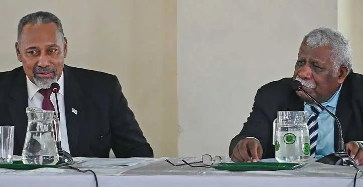 From left: Minister for Rural and Maritime Development Sakiasi Ditoka and president of the Methodist Church in Fiji and Rotuma, Reverend Ili Vunisuwai during a recent meeting. Photo: Ministry of Rural and Maritime Development