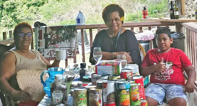 The late Wainikiti Waqa Bogidrau with her friend Vasiti Ritova and child