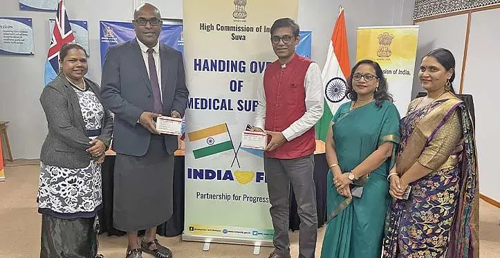 Dr Rachael Devi, Minister for Heath Dr Atonio Lalabalavu, Indian High Commissioner P.S Karthigeyan and representatives from the Indian High Commision.