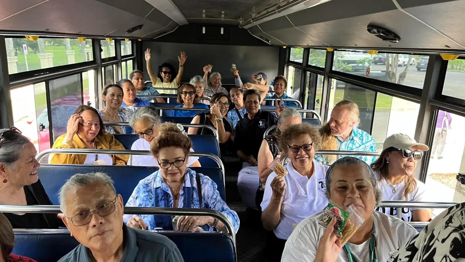 Former students of St Joseph’s Secondary School during their nostalgic bus tour around Suva and visitations yesterday as part of the school’s 70th anniversary celebrations. PHOTO: Joseph Balolo