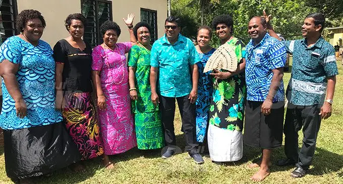Acting Prime Minister and Minister for Agriculture, Rural and Maritime Development Environment and Waterways Mahendra Reddy with some women from the Senidilo women’s group and government officials at Saqani Village on December 13,2019. Photo: Selita Bolanavanua.