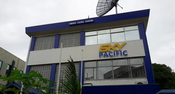 The Government Buildings-facing side of the building rented by Fiji TV has been vacated given the sale of its SKY Pacific operations. Photo: AATIKA PATEL