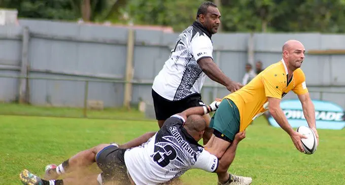 Fijian Legends and Classic Wallabies action at Ratu Cakobau Park on 1 September, 2018. Photo: Ronald Kumar.