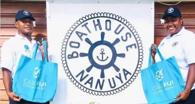 Staff members of Boathouse Nanuya in Yasawa.